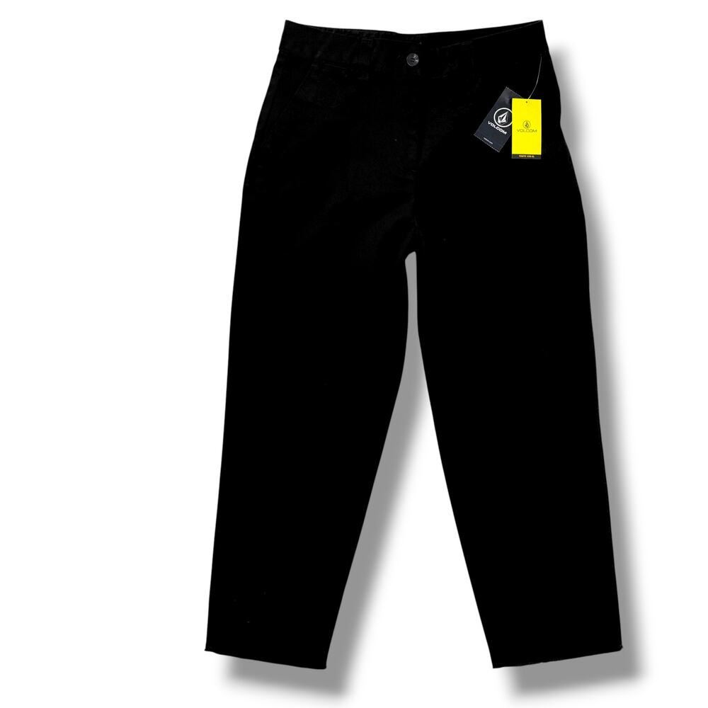 Volcom Whawhat Black Chino Ankle Pants Girls Size 12 Boyfriend Fit